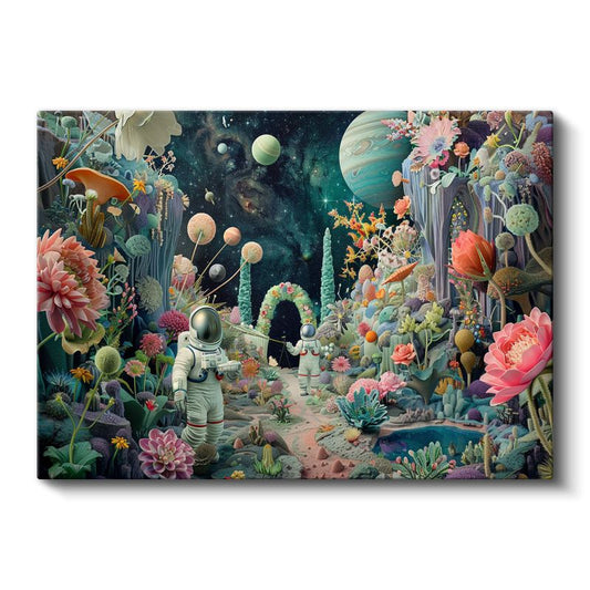 Kozmik Bahçe - Uzayda Çiçek Açan Düşler Kanvas Tablo