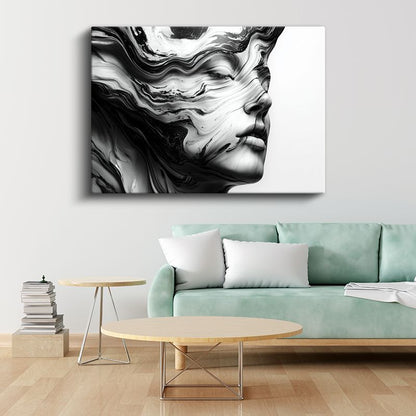 Dalgalanan Bilinç - Akışkan Formda Portre Kanvas Tablo