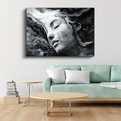 Karanlığın İçindeki Işık - Eriyen Yüz Hatları Kanvas Tablo