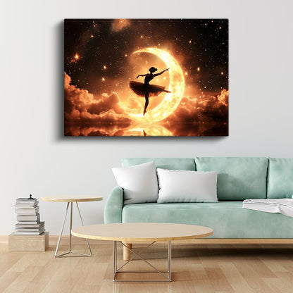 Ay Dansçısı - Kozmik Işıkta Bale Kanvas Tablo