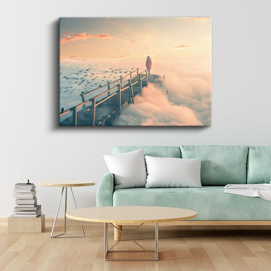 Bulutların Üstünde - Gökyüzü İskelesinde Yolculuk Kanvas Tablo