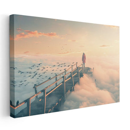 Bulutların Üstünde - Gökyüzü İskelesinde Yolculuk Kanvas Tablo