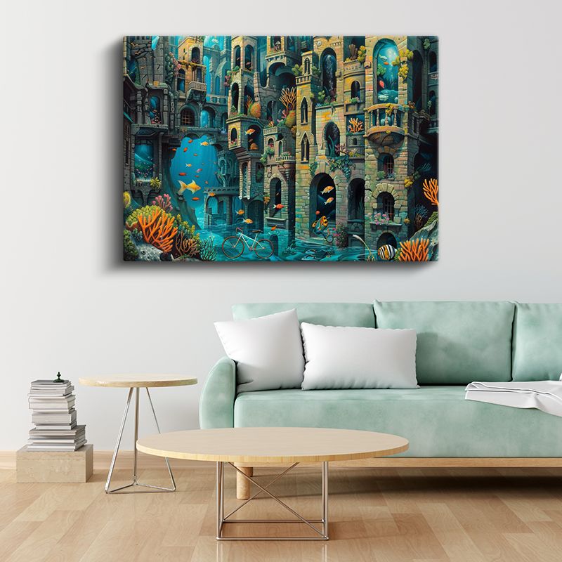 Sualtı Labirenti - Fantastik Denizaltı Mimarisi Kanvas Tablo