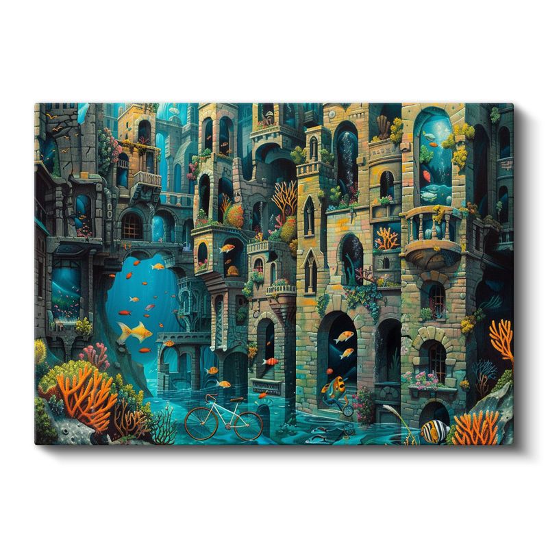 Sualtı Labirenti - Fantastik Denizaltı Mimarisi Kanvas Tablo