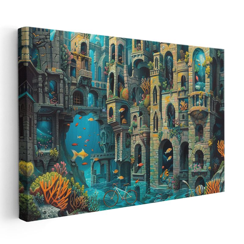Sualtı Labirenti - Fantastik Denizaltı Mimarisi Kanvas Tablo