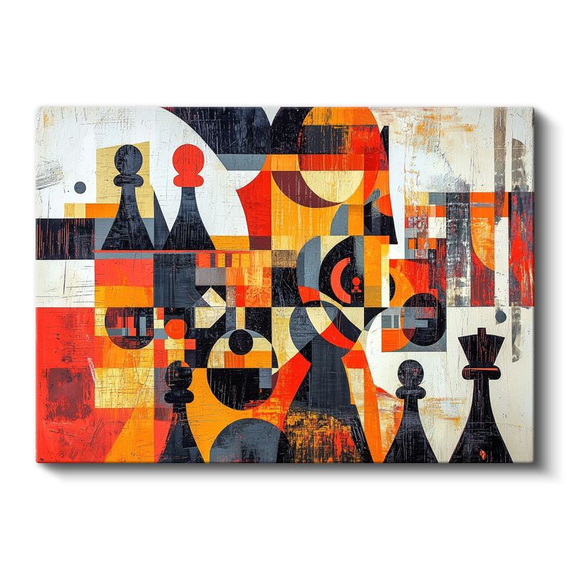 Satranç Soyutlaması - Geometrik Formlarla Strateji Oyunu Kanvas Tablo