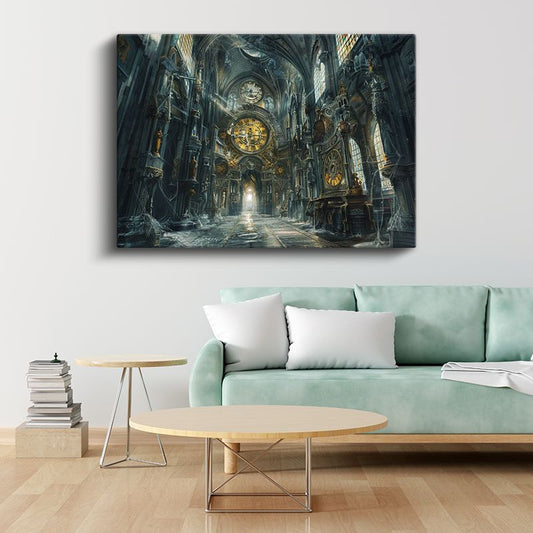 Zaman Katedrali - Çarkların ve Saatlerin Dansı Kanvas Tablo