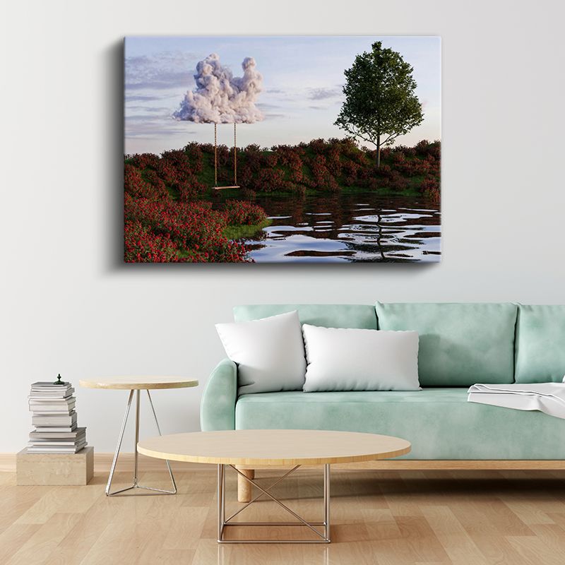 Bulut Salıncak - Gökyüzünden Sarkan Düşler Kanvas Tablo