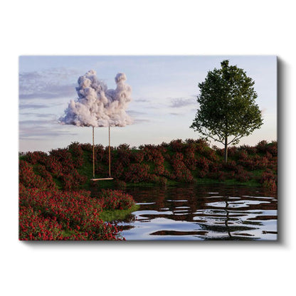 Bulut Salıncak - Gökyüzünden Sarkan Düşler Kanvas Tablo