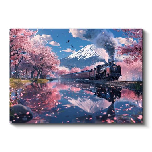 Kiraz Yolculuğu - Dağın Ruhuna Doğru İlerleyen Buharlı Tren Kanvas Tablo