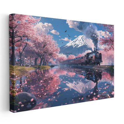 Kiraz Yolculuğu - Dağın Ruhuna Doğru İlerleyen Buharlı Tren Kanvas Tablo