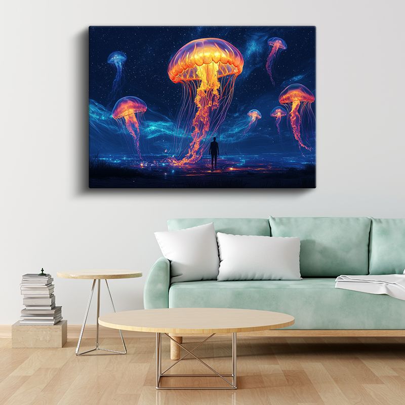 Derin Işıklar - Kozmik Denizanaları ve Gece Yolcusu Kanvas Tablo