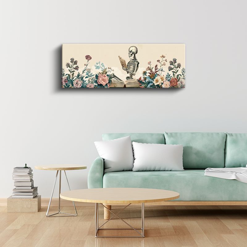 Edebiyat İskeleti - Sayfalar Arasında Kaybolan Kemikli Okur Kanvas Tablo