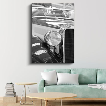 Klasik Otomobil Farı - Vintage Araç Detayı Kanvas Tablo