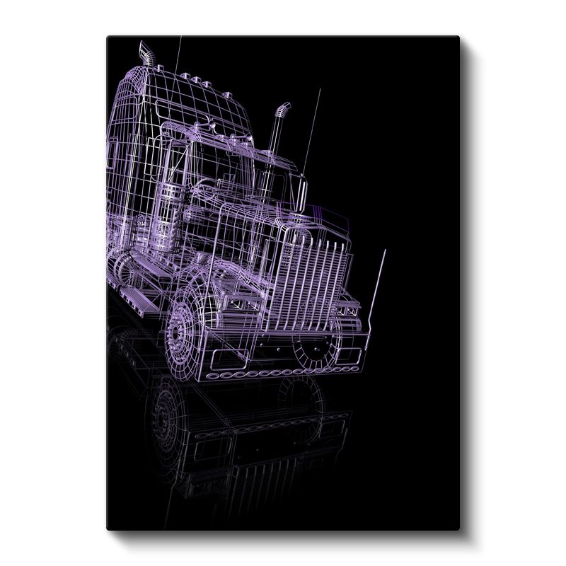 Peterbilt Çizim - 3D Tel Kafes Kamyon Tasarımı Kanvas Tablo