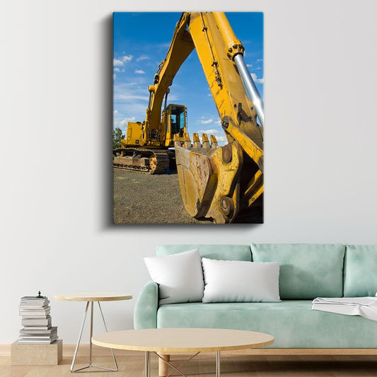 Caterpillar Ekskavatör - İş Makinesi Güç Gösterisi Kanvas Tablo