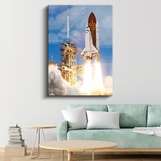 Space Shuttle Discovery - Fırlatma Anı Uzay Aracı Kanvas Tablo