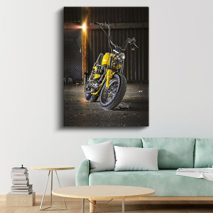 Harley Davidson Chopper - Sarı Klasik Motosiklet Kanvas Tablo