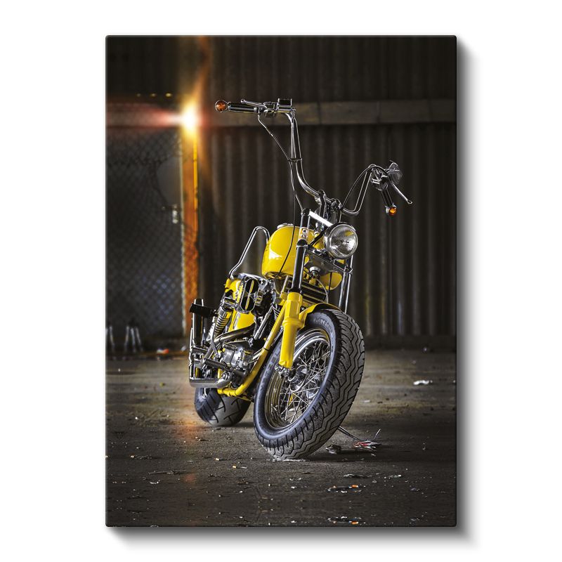 Harley Davidson Chopper - Sarı Klasik Motosiklet Kanvas Tablo