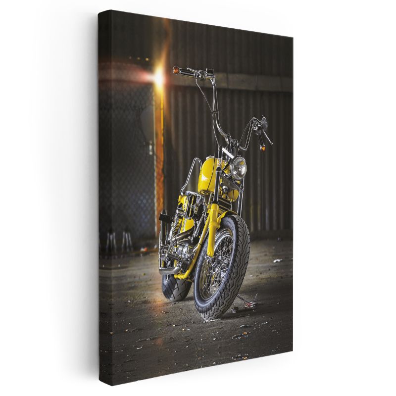 Harley Davidson Chopper - Sarı Klasik Motosiklet Kanvas Tablo