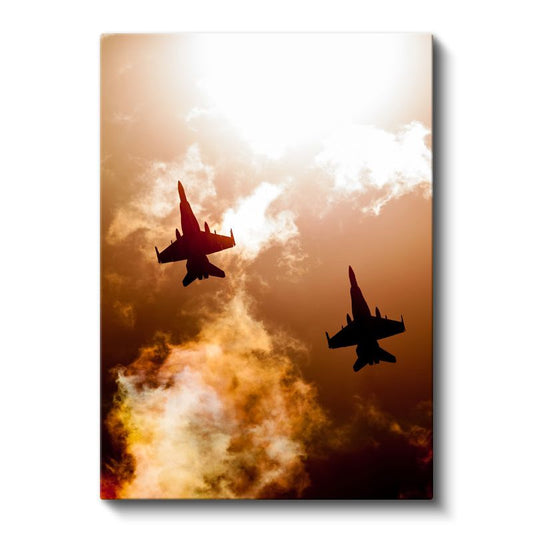 Savaş Jetleri - Gün Batımında Hava Kuvvetleri Kanvas Tablo