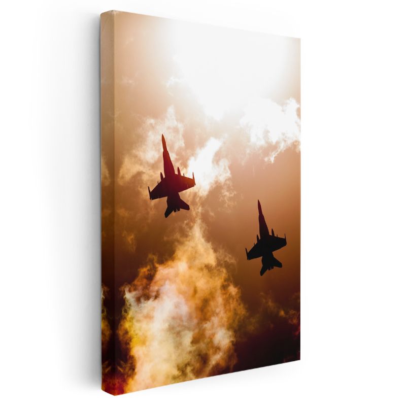 Savaş Jetleri - Gün Batımında Hava Kuvvetleri Kanvas Tablo
