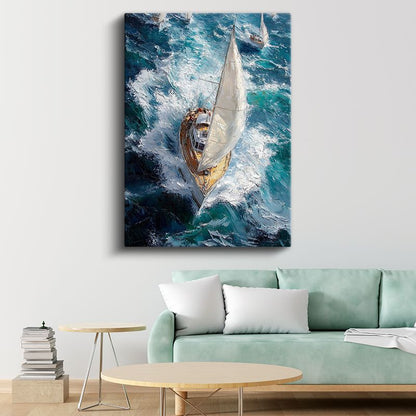 Klasik Yelkenli - Fırtınalı Denizde Macera Kanvas Tablo