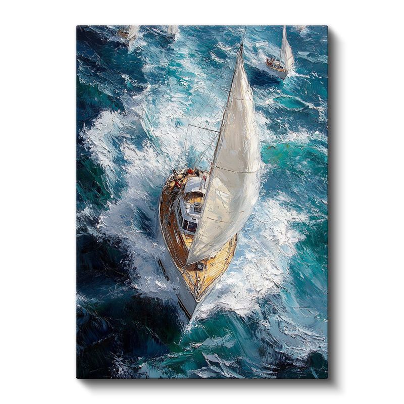 Klasik Yelkenli - Fırtınalı Denizde Macera Kanvas Tablo