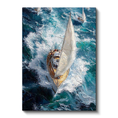 Klasik Yelkenli - Fırtınalı Denizde Macera Kanvas Tablo