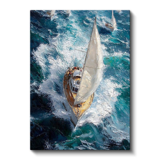 Klasik Yelkenli - Fırtınalı Denizde Macera Kanvas Tablo