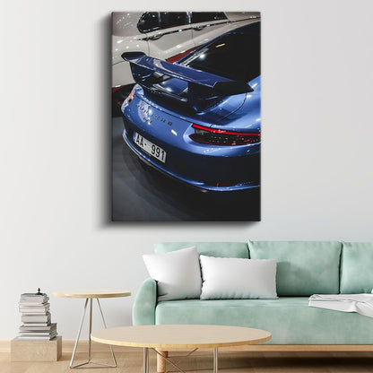 Porsche 911 GT3 - Mavi Spor Otomobil Detayı Kanvas Tablo