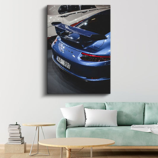 Porsche 911 GT3 - Mavi Spor Otomobil Detayı Kanvas Tablo