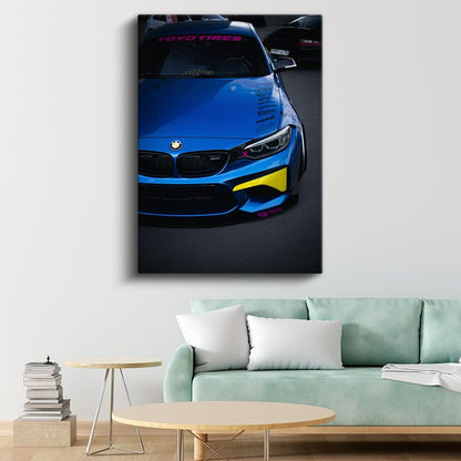 BMW M4 - Mavi Performans Canavarı Kanvas Tablo
