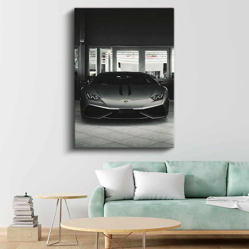 Lamborghini Huracan - Gri Süper Otomobil Kanvas Tablo