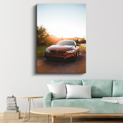 BMW M4 - Gün Batımında Kırmızı Performans Kanvas Tablo