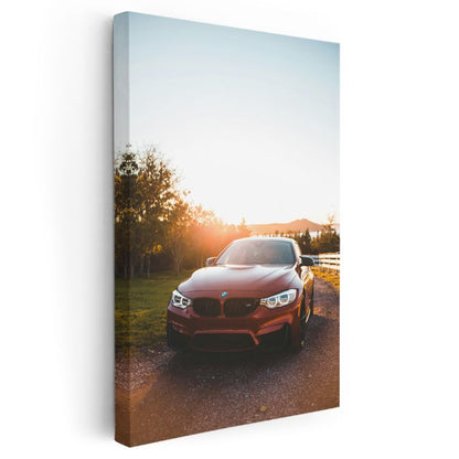 BMW M4 - Gün Batımında Kırmızı Performans Kanvas Tablo