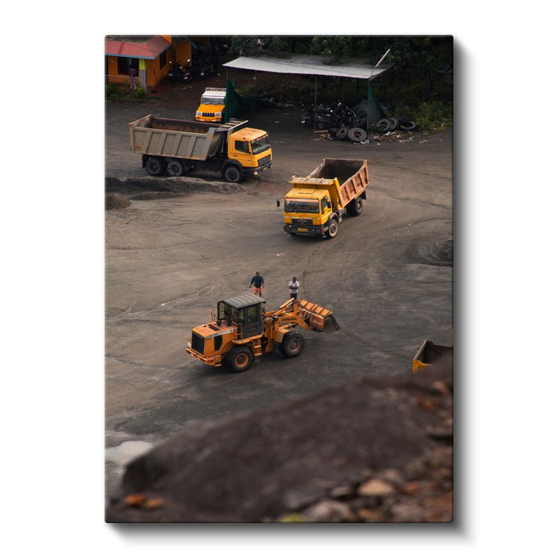 İş Makineleri - Sarı İnşaat Araçları Kanvas Tablo