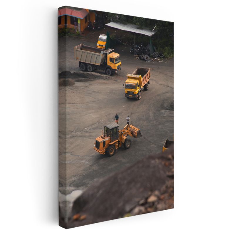 İş Makineleri - Sarı İnşaat Araçları Kanvas Tablo