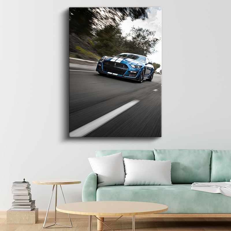 Ford Mustang Shelby GT500 - Mavi Yarış Çizgili Kanvas Tablo