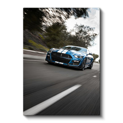 Ford Mustang Shelby GT500 - Mavi Yarış Çizgili Kanvas Tablo