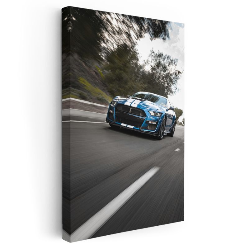 Ford Mustang Shelby GT500 - Mavi Yarış Çizgili Kanvas Tablo
