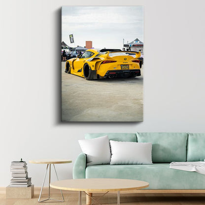 Toyota Supra - Sarı Modifiyeli Japon Spor Otomobil Kanvas Tablo