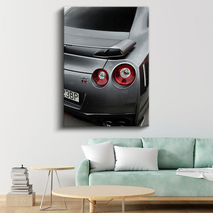 Nissan GT-R - İkonik Japon Performans Otomobilinin Arka Detayı Kanvas Tablo