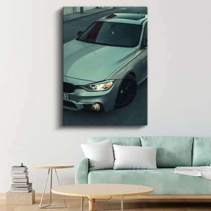 BMW 3 Serisi - Gümüş Gövdeli Premium Alman Sedan Kanvas Tablo