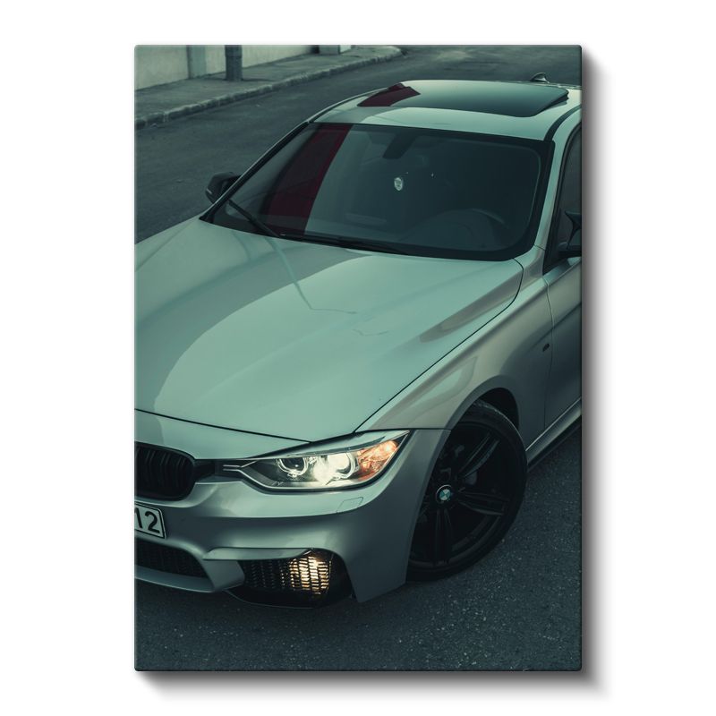 BMW 3 Serisi - Gümüş Gövdeli Premium Alman Sedan Kanvas Tablo