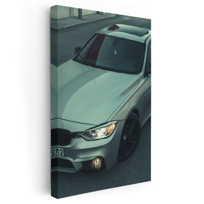 BMW 3 Serisi - Gümüş Gövdeli Premium Alman Sedan Kanvas Tablo