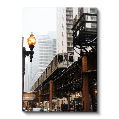 Chicago Metrosu - Şehir Manzarasında Nostaljik Raylı Sistem Kanvas Tablo