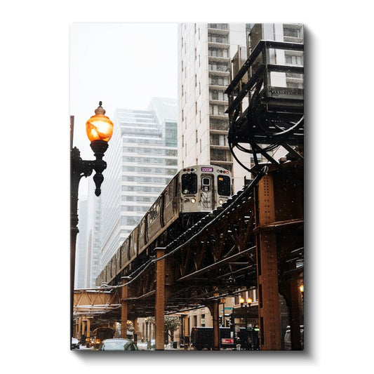Chicago Metrosu - Şehir Manzarasında Nostaljik Raylı Sistem Kanvas Tablo