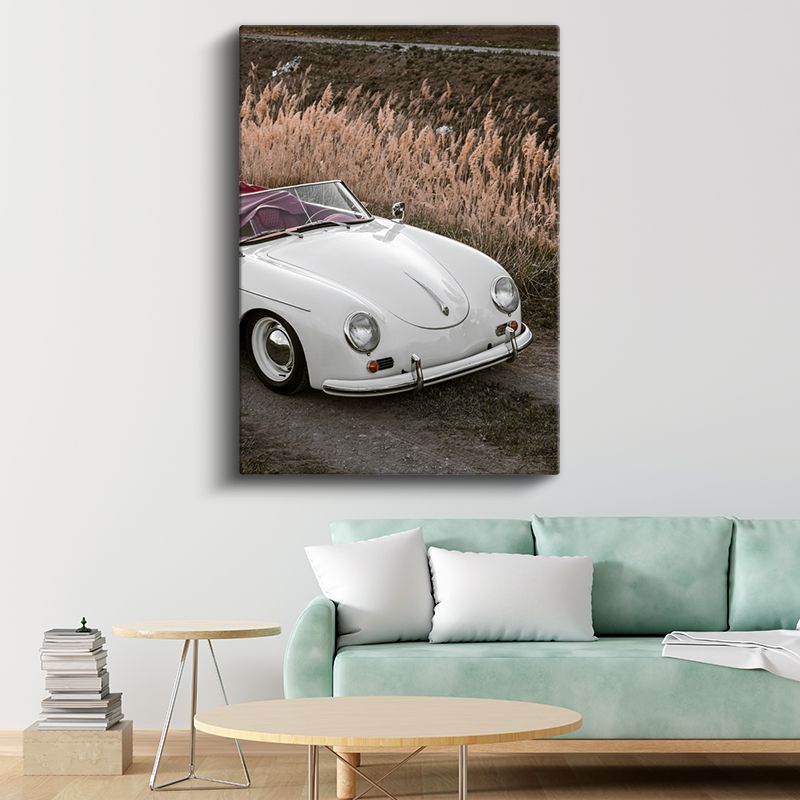Porsche 356 Speedster - Klasik Beyaz Cabrio Zarafeti Kanvas Tablo