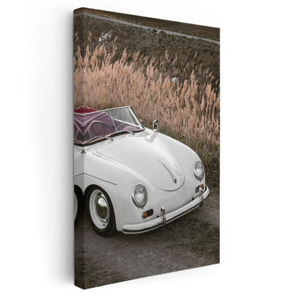 Porsche 356 Speedster - Klasik Beyaz Cabrio Zarafeti Kanvas Tablo